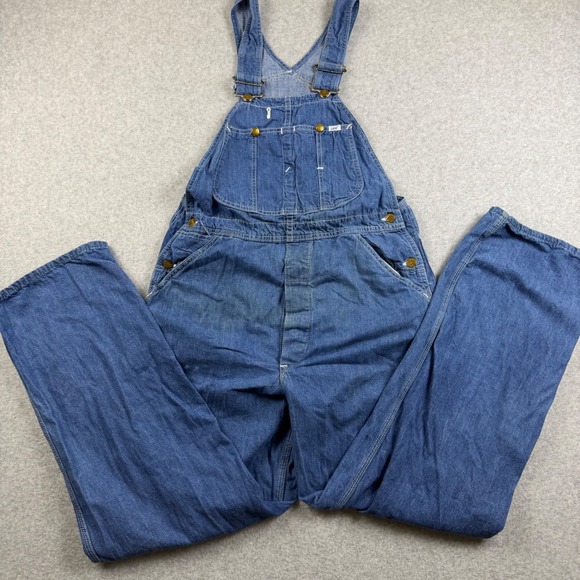 Lee Other - Vintage 70s Lee Denim Bib Overalls Mens 34x30 Blue Workwear Made in USA